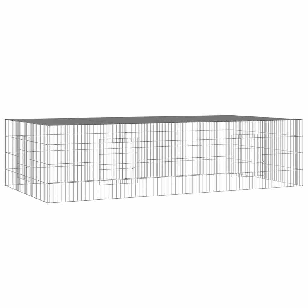 vidaXL 2-Panel Rabbit Cage 220x110x55 cm Galvanised Iron 2