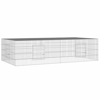 vidaXL 2-Panel Rabbit Cage 220x110x55 cm Galvanised Iron 2
