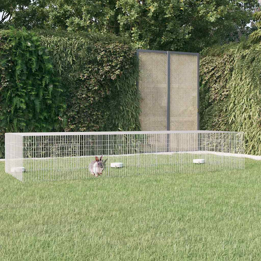 vidaXL 3-Panel Rabbit Cage 325x109x54 cm Galvanised Iron 1