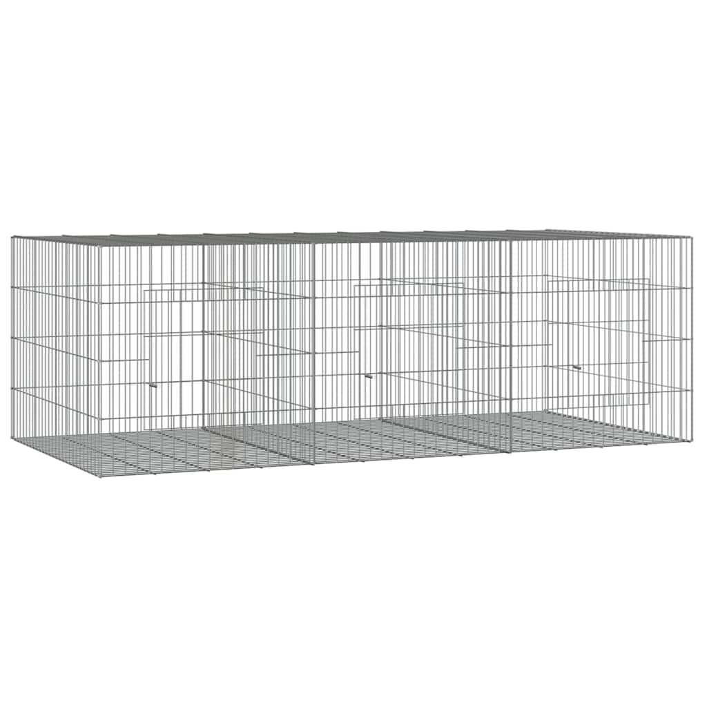 vidaXL 3-Panel Rabbit Cage 163x79x54 cm Galvanised Iron 2