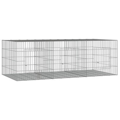 vidaXL 3-Panel Rabbit Cage 163x79x54 cm Galvanised Iron 2
