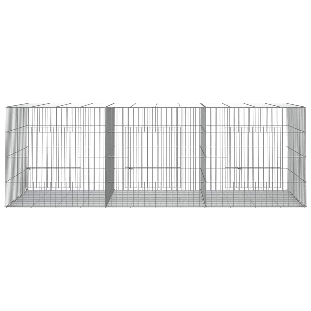 vidaXL 3-Panel Rabbit Cage 163x79x54 cm Galvanised Iron 3
