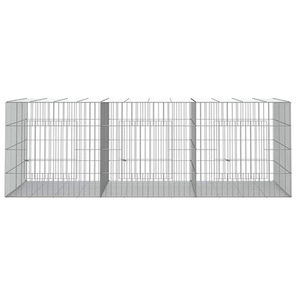 vidaXL 3-Panel Rabbit Cage 163x79x54 cm Galvanised Iron 3