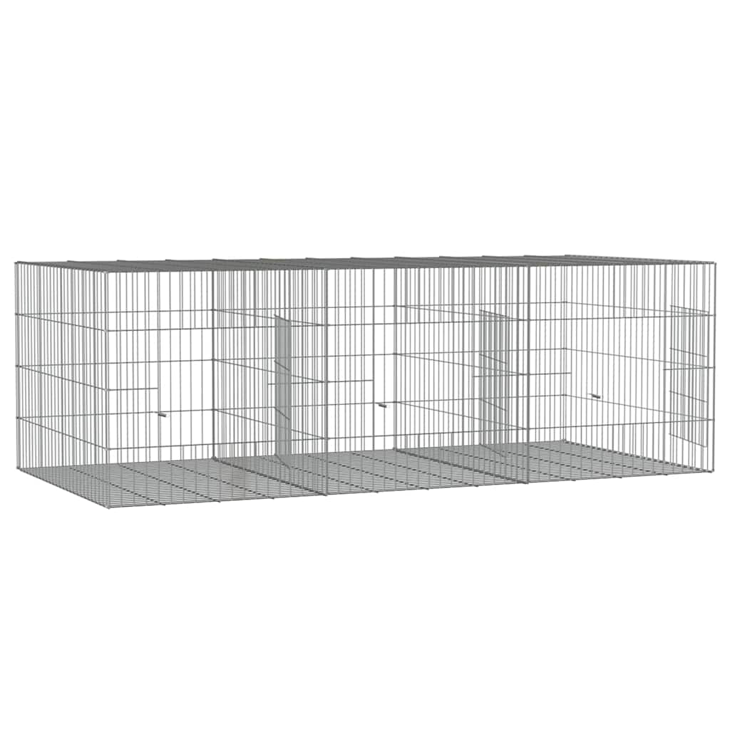 vidaXL 3-Panel Rabbit Cage 163x79x54 cm Galvanised Iron 4
