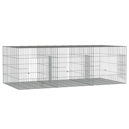 vidaXL 3-Panel Rabbit Cage 163x79x54 cm Galvanised Iron 4