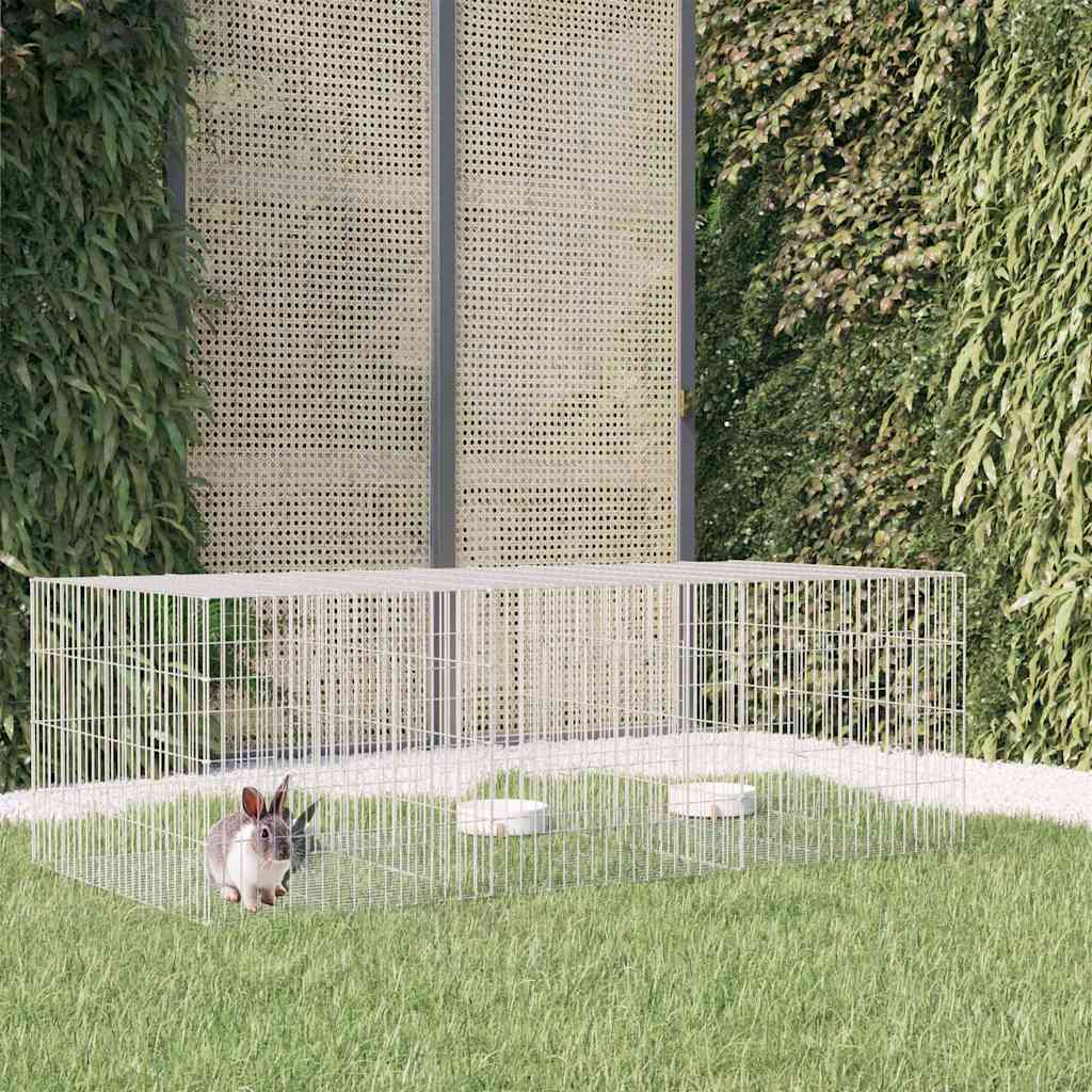 vidaXL 3-Panel Rabbit Cage 163x79x54 cm Galvanised Iron 1