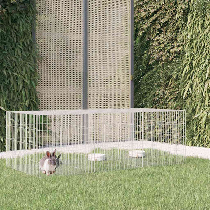 vidaXL 3-Panel Rabbit Cage 163x79x54 cm Galvanised Iron 1