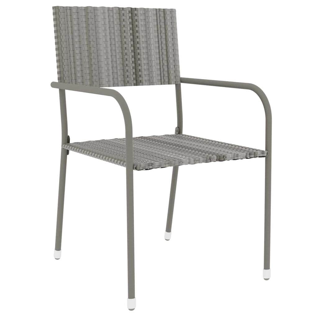 vidaXL 3 Piece Garden Dining Set Poly Rattan Grey 3