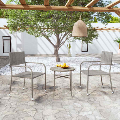 vidaXL 3 Piece Garden Dining Set Poly Rattan Grey 1