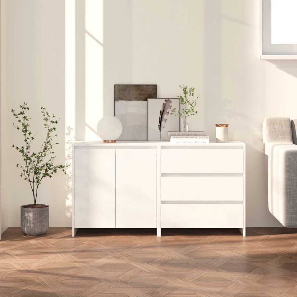 2 Piece Sideboard Engineered Wood White