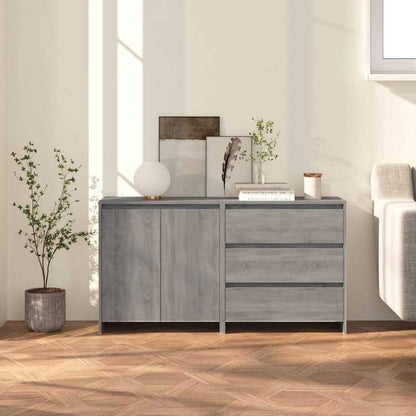 2 Piece Sideboard Engineered Wood Grey sonoma