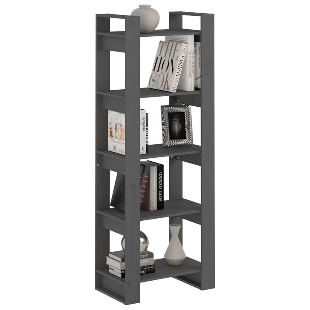 vidaXL Book Cabinet | Grey | Solid Pine Wood | Medium | Book Cabinet 5