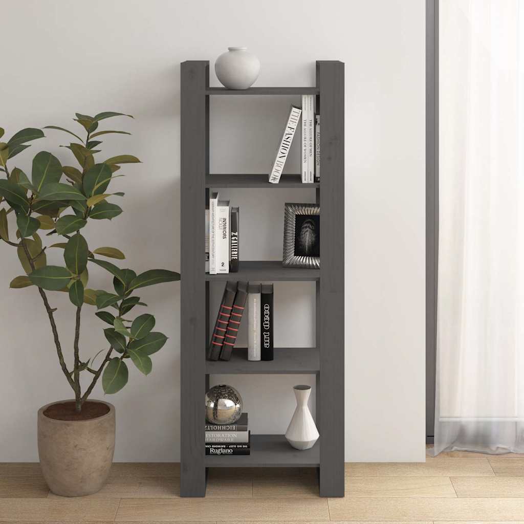vidaXL Book Cabinet | Grey | Solid Pine Wood | Medium | Book Cabinet 1