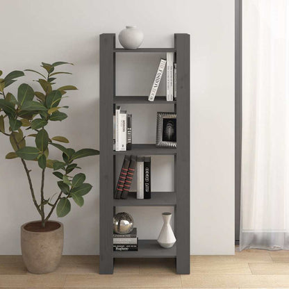 vidaXL Book Cabinet | Grey | Solid Pine Wood | Medium | Book Cabinet 1