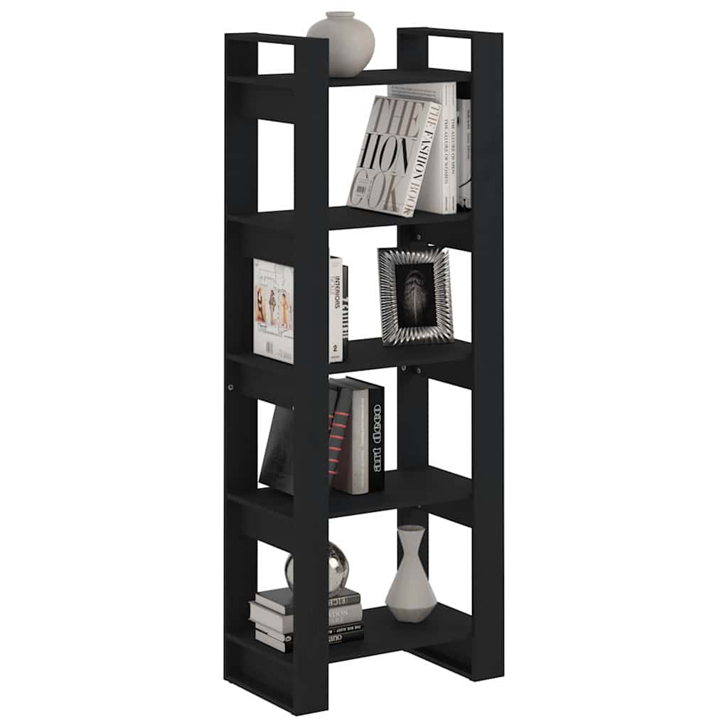vidaXL Book Cabinet/Room Divider Black 60x35x160 cm Solid Wood 5