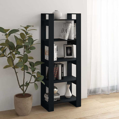 vidaXL Book Cabinet/Room Divider Black 60x35x160 cm Solid Wood 6