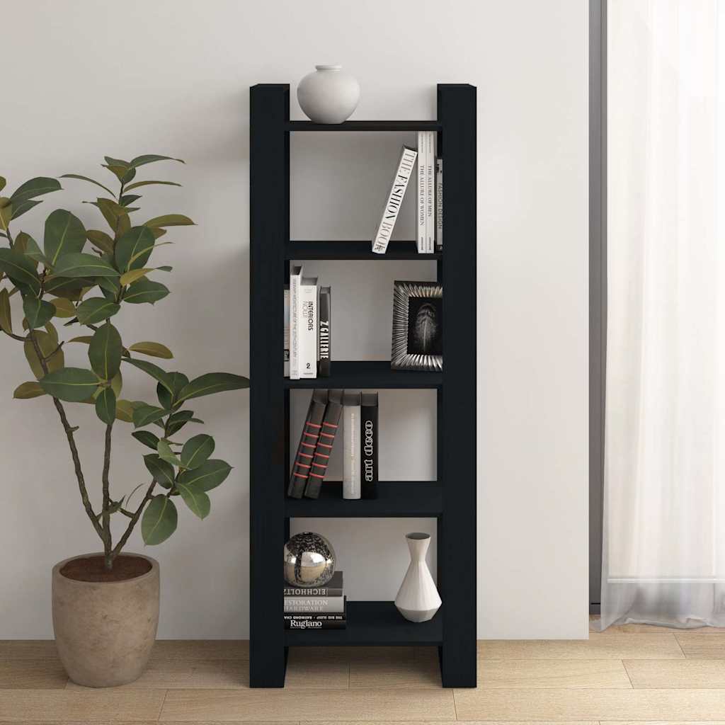 vidaXL Book Cabinet/Room Divider Black 60x35x160 cm Solid Wood 1