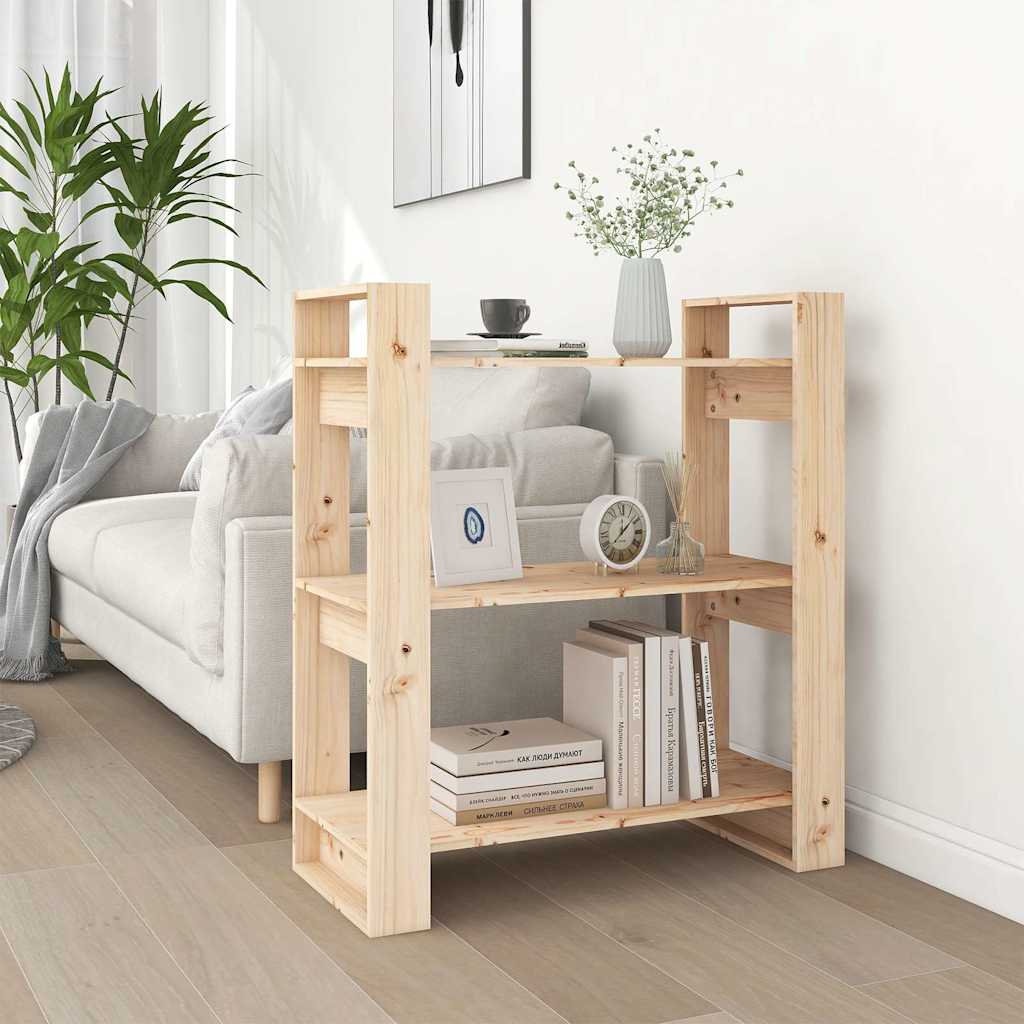 vidaXL Book Cabinet | Natural Wood | Solid pine wood (untreated) | Medium 1