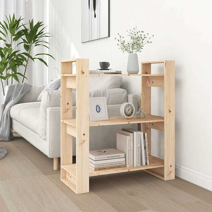 vidaXL Book Cabinet | Natural Wood | Solid pine wood (untreated) | Medium 1