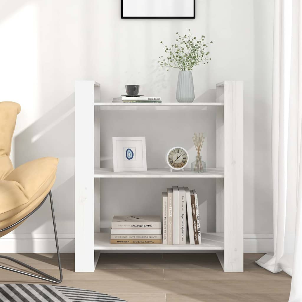 vidaXL Book Cabinet/Room Divider White 80x35x91 cm Solid Wood Pine 3