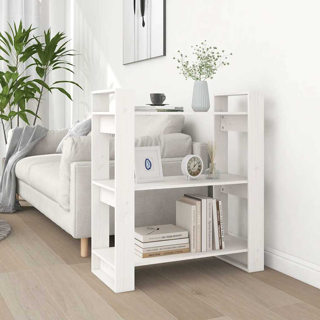 vidaXL Book Cabinet/Room Divider White 80x35x91 cm Solid Wood Pine 1