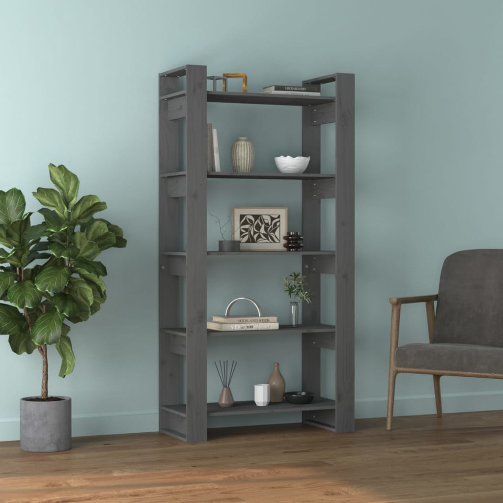 vidaXL Book Cabinet | Grey | Solid pine wood | Medium | Book Cabinet 3