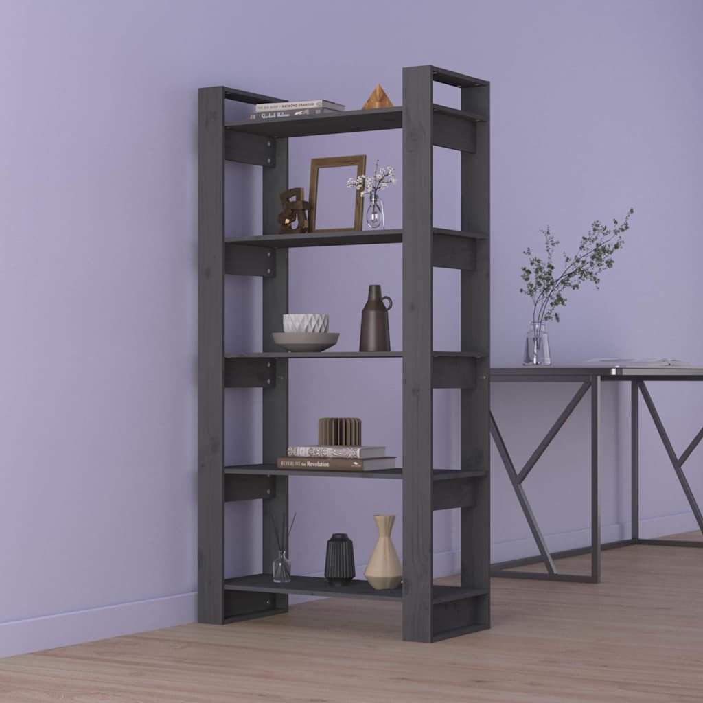 vidaXL Book Cabinet | Grey | Solid pine wood | Medium | Book Cabinet 1