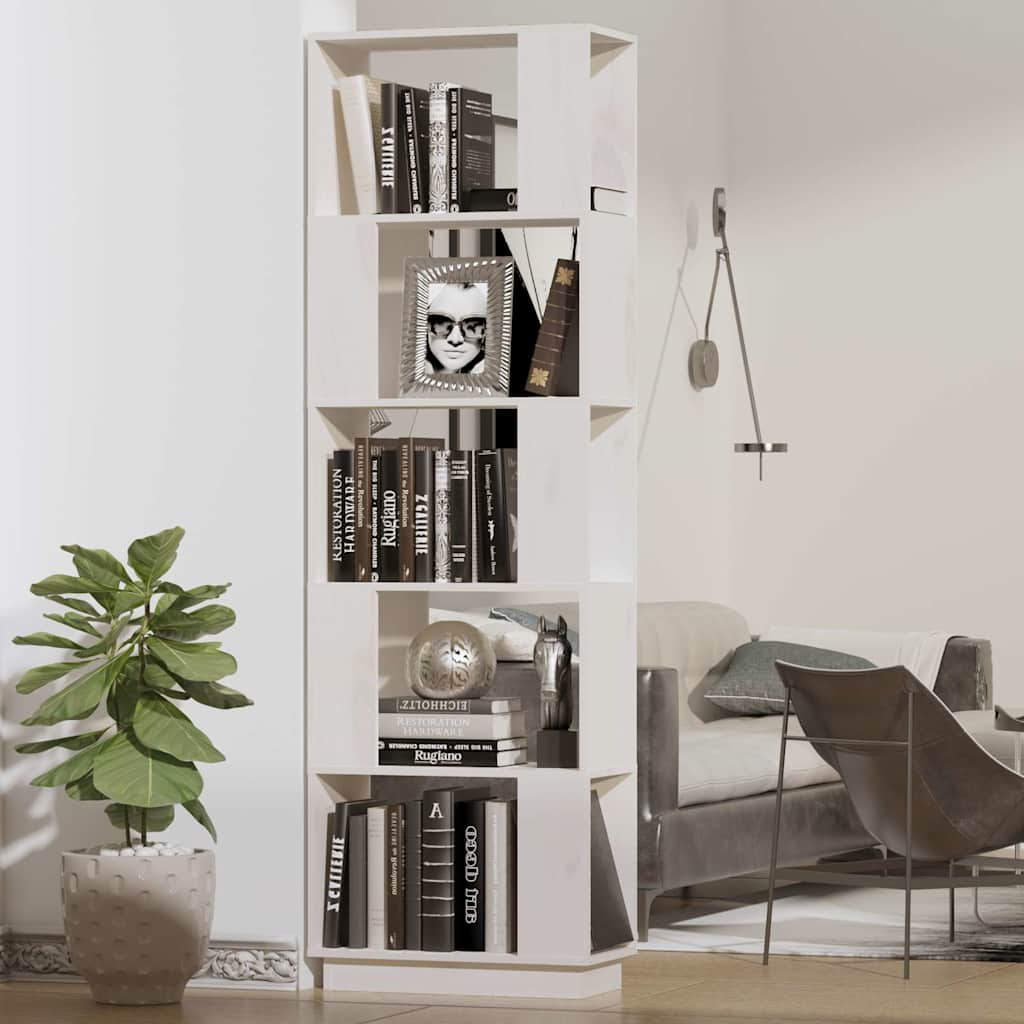 vidaXL Book Cabinet/Room Divider White 51x25x163.5 cm Solid Wood Pine 1