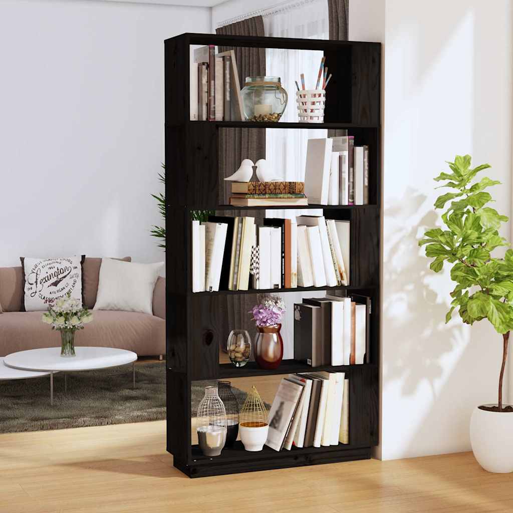vidaXL Book Cabinet | Black | Solid Pine Wood | Medium | Book Cabinet 1