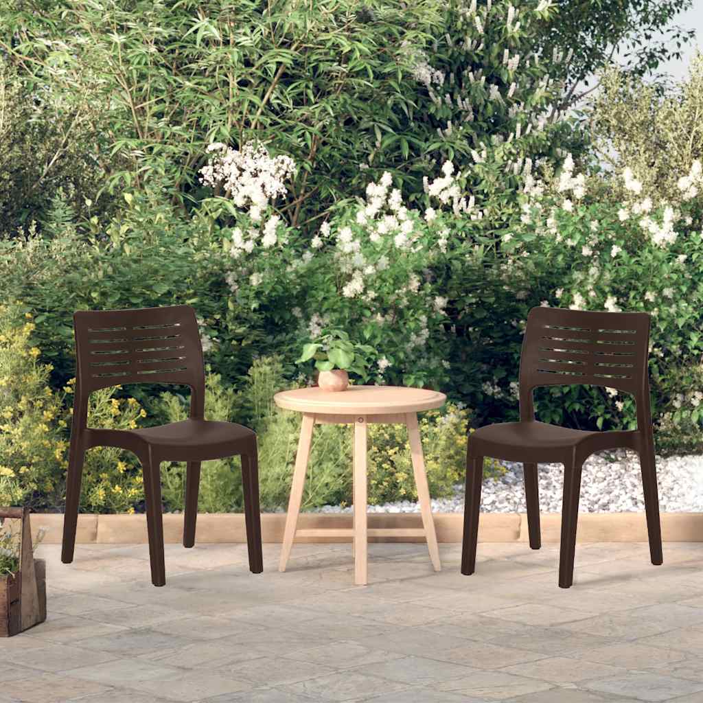 vidaXL Garden Chairs 2 pcs Mocha Polypropylene 1