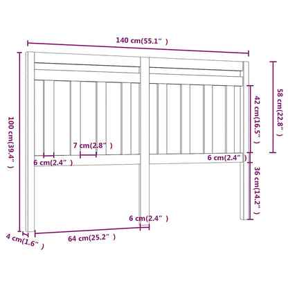 814090 vidaXL Bed Headboard White 140x4x100 cm Solid Wood Pine 5