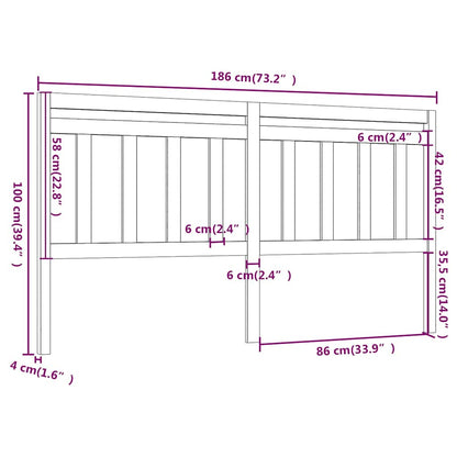 814110 vidaXL Bed Headboard White 186x4x100 cm Solid Wood Pine 5