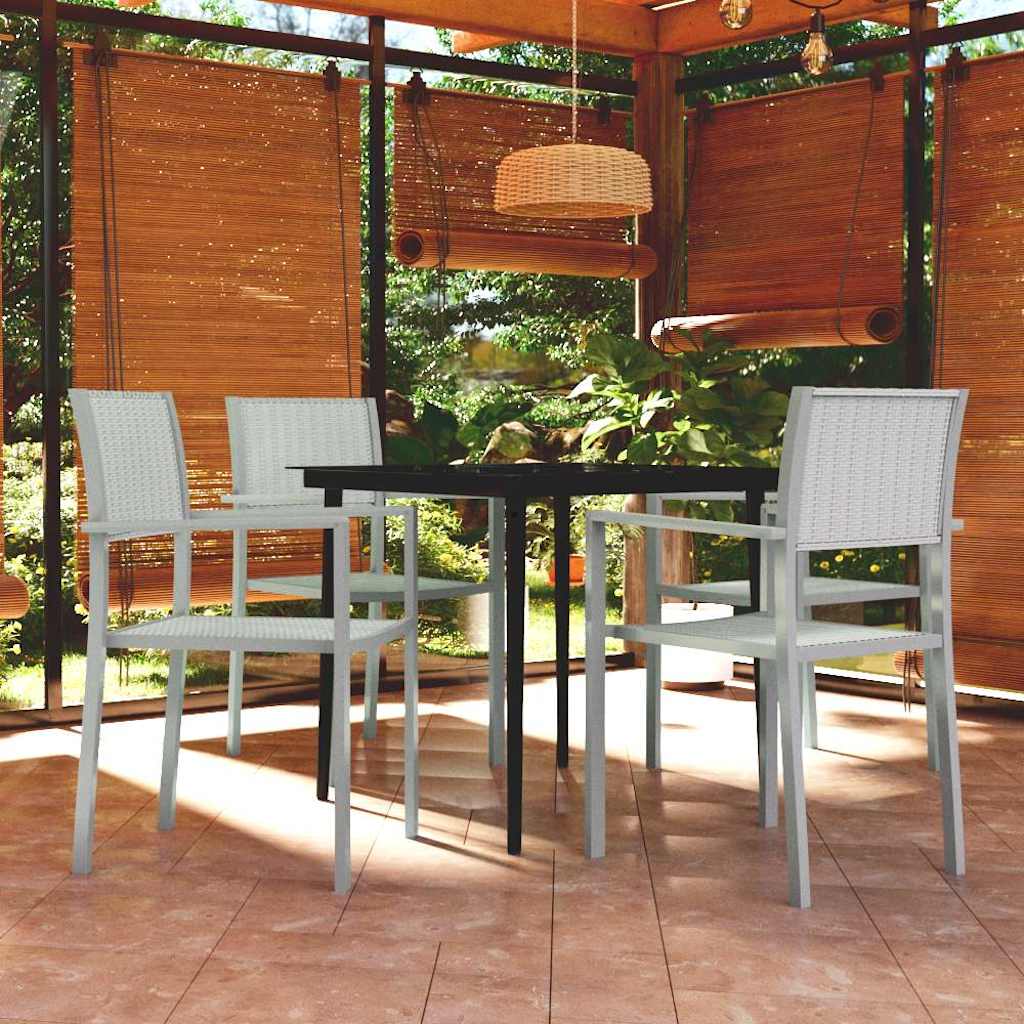 5 Piece Garden Dining White 80 cm table length 4