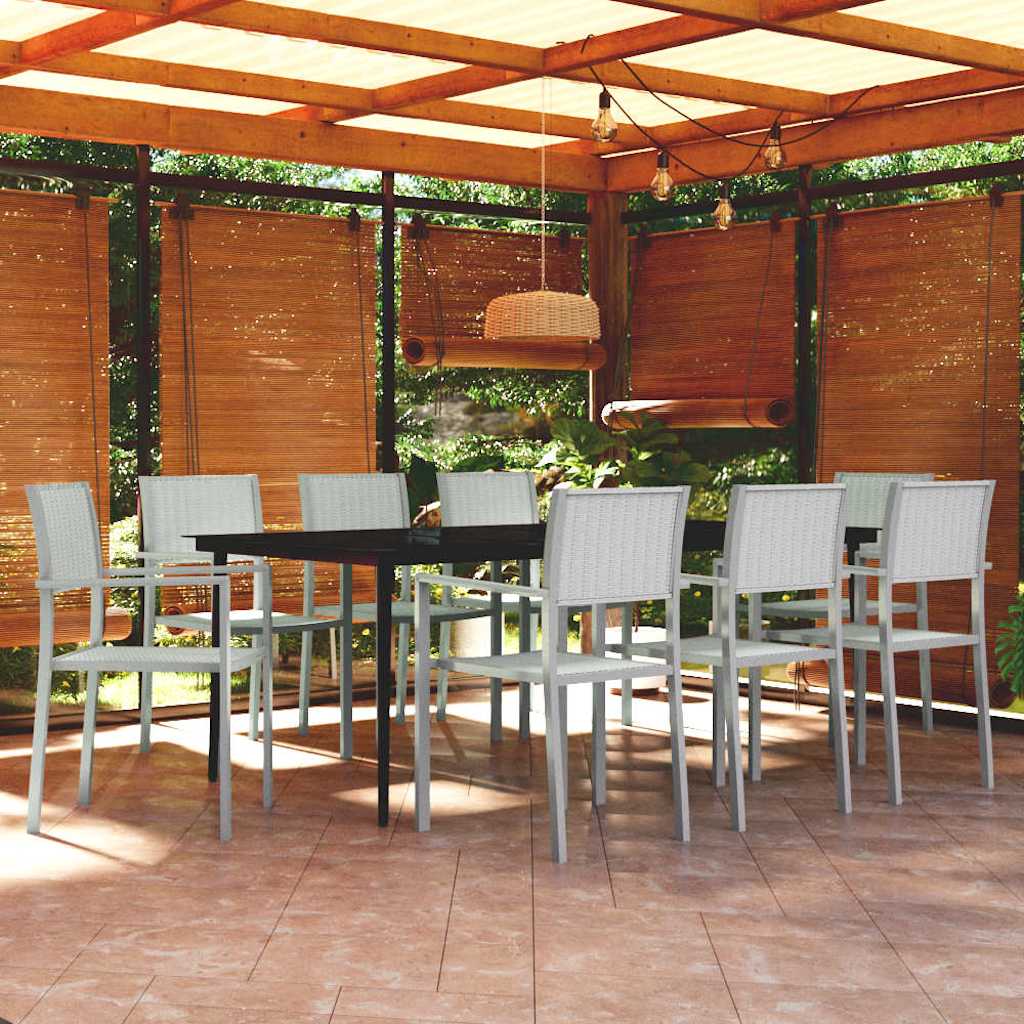 5 Piece Garden Dining White 200 cm table length 8