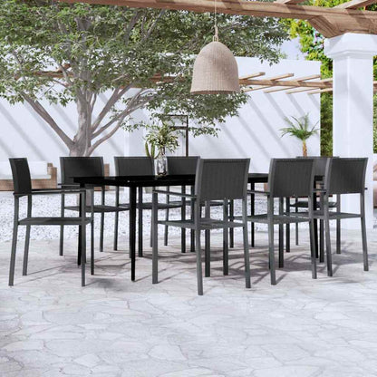 5 Piece Garden Dining Black 200 cm table length 8