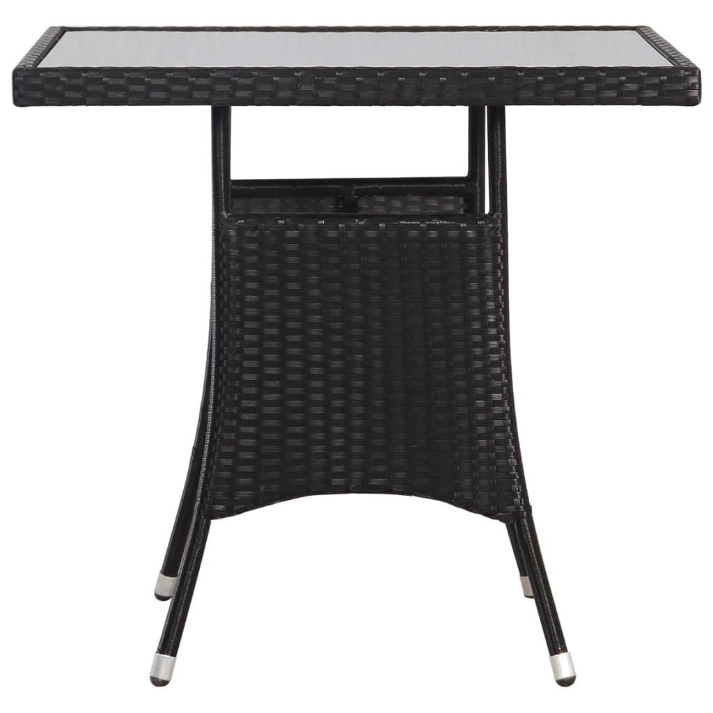 vidaXL Garden Table Black 80x80x74 cm Poly Rattan 3