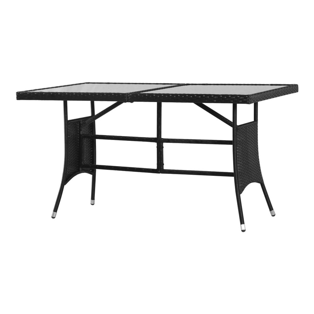 Garden Table Black Poly Rattan 140 x 80 x 74 cm
