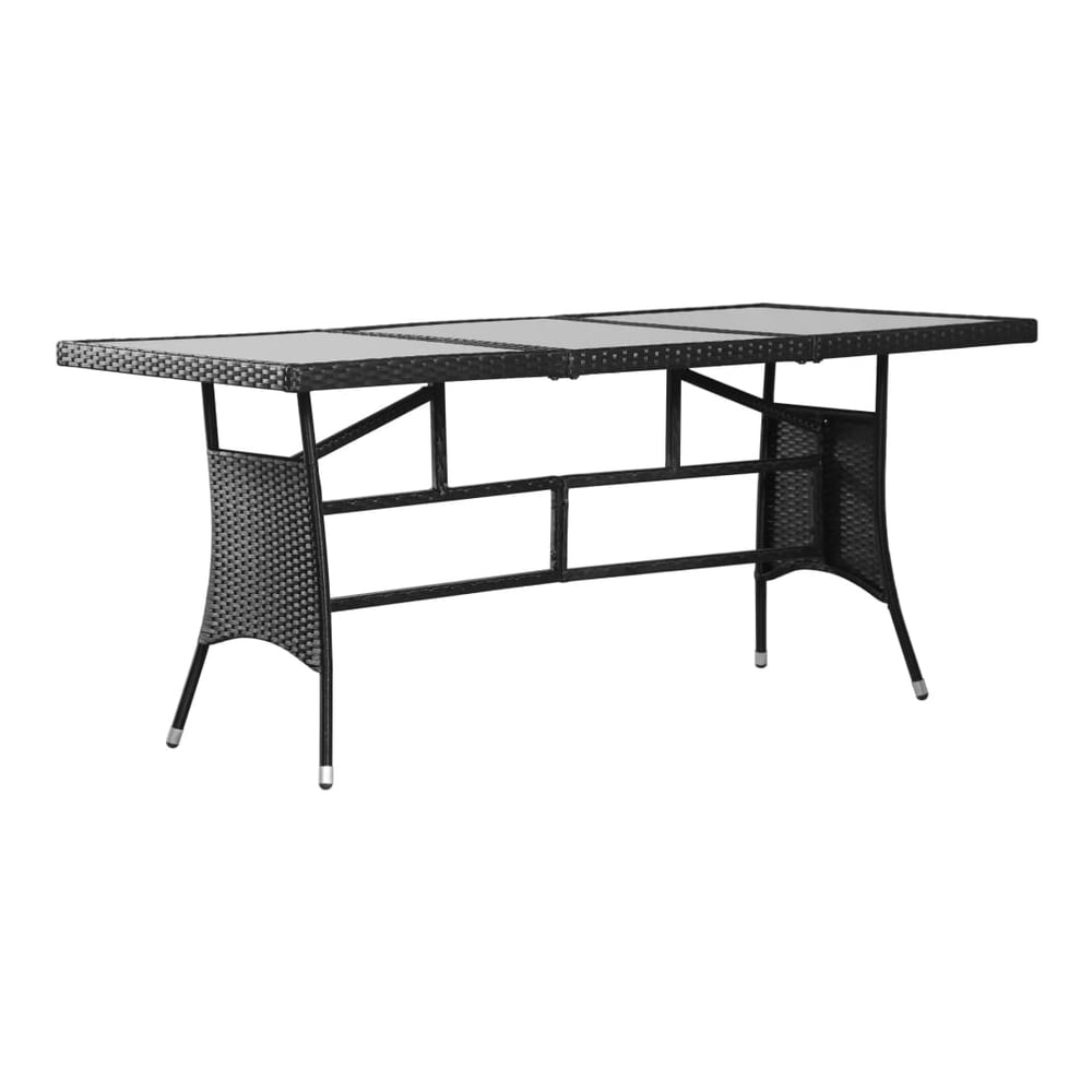 Garden Table Black Poly Rattan 170 x 80 x 74 cm