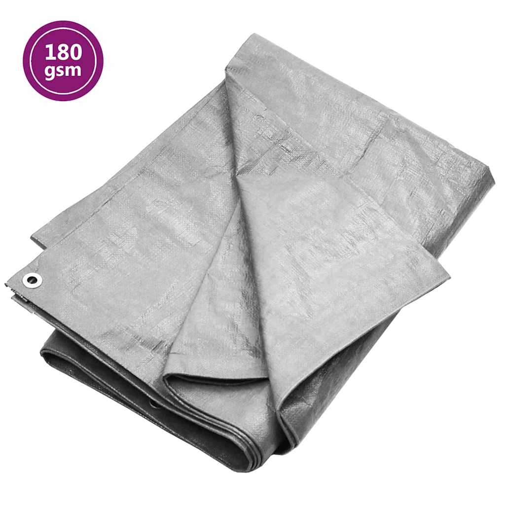 vidaXL Tarpaulin 180 g/m² 8x10 m Grey HDPE 1