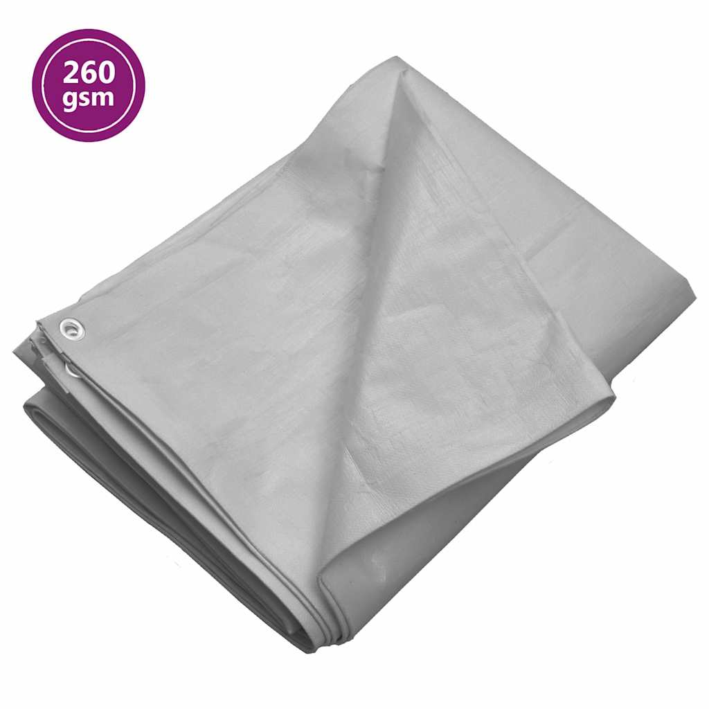vidaXL Tarpaulin 260 g/m² 6x6 m Grey HDPE 1