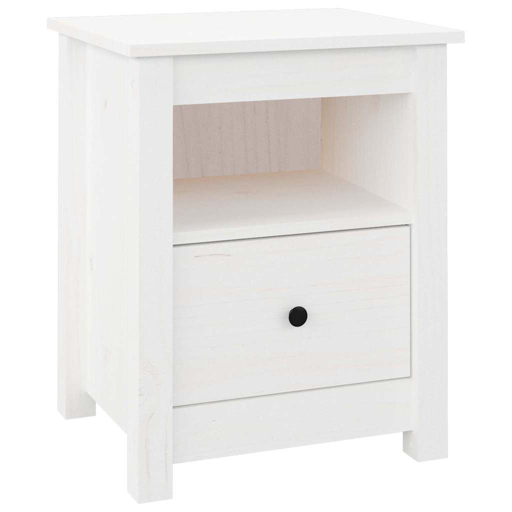 vidaXL Bedside Cabinet | White | Solid pine wood | Medium | Bedside Cabinet 2