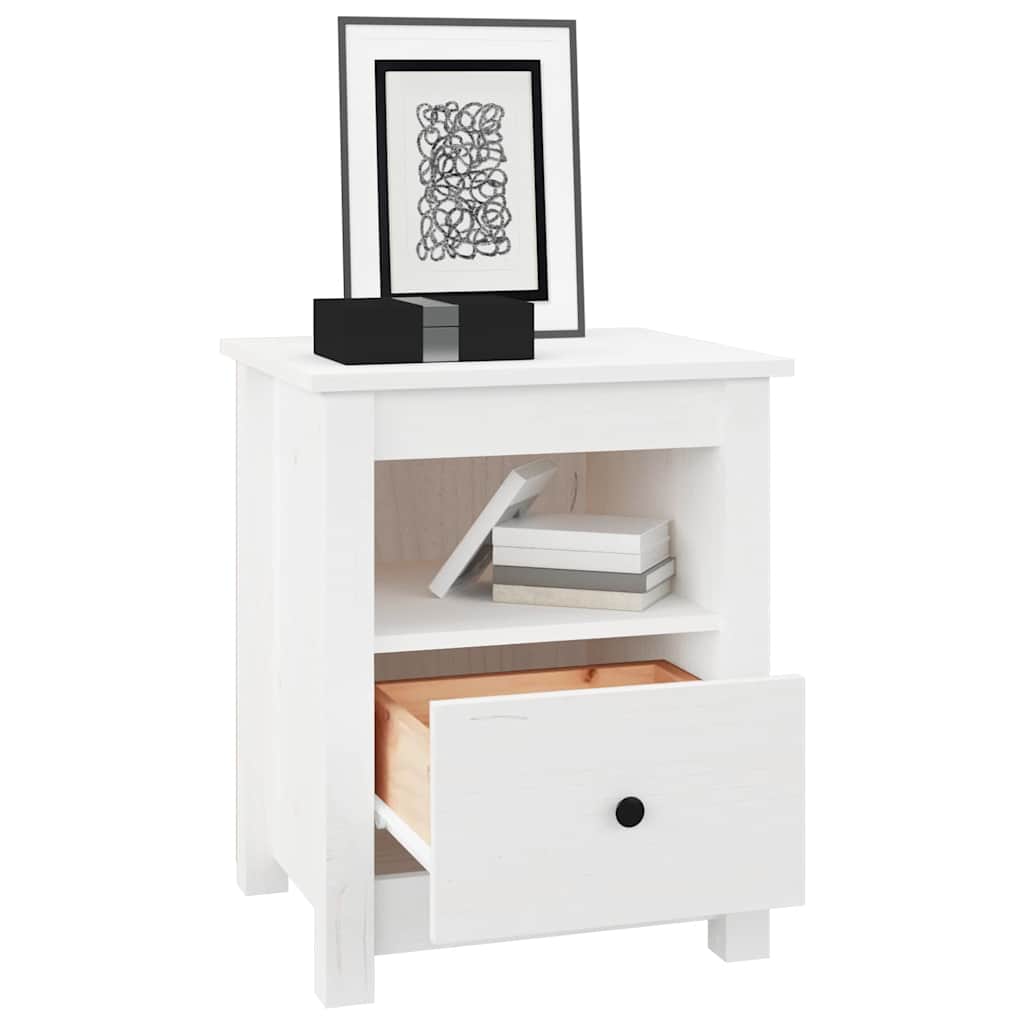vidaXL Bedside Cabinet | White | Solid pine wood | Medium | Bedside Cabinet 3