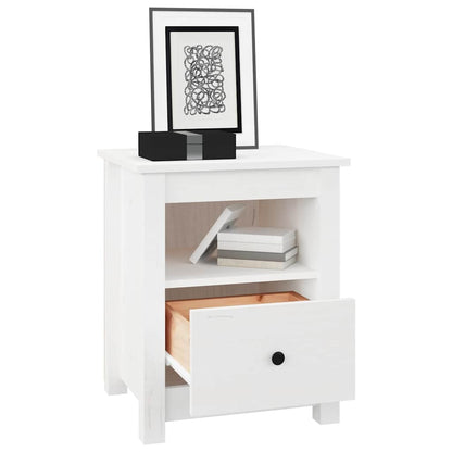 vidaXL Bedside Cabinet | White | Solid pine wood | Medium | Bedside Cabinet 3