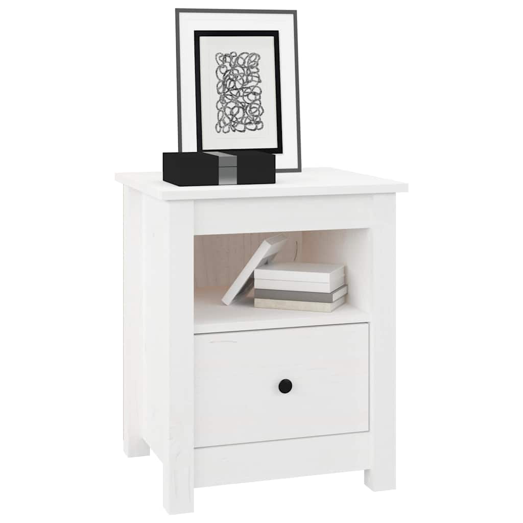 vidaXL Bedside Cabinet | White | Solid pine wood | Medium | Bedside Cabinet 4