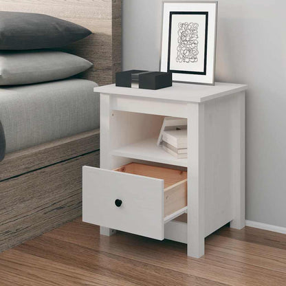 vidaXL Bedside Cabinet | White | Solid pine wood | Medium | Bedside Cabinet 1