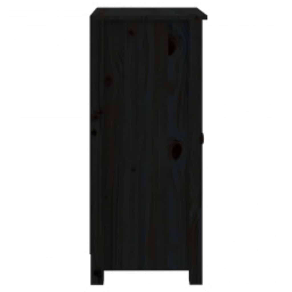 vidaXL Sideboards 2 pcs Black 39x35x80 cm Solid Wood Pine 6