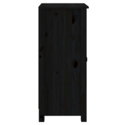 vidaXL Sideboards 2 pcs Black 39x35x80 cm Solid Wood Pine 6