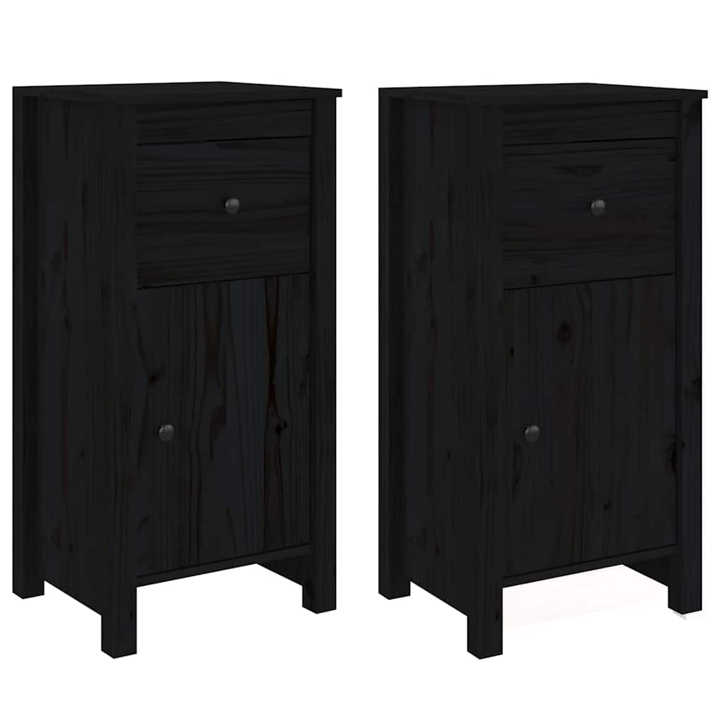 vidaXL Sideboards 2 pcs Black 40x35x80 cm Solid Wood Pine 2