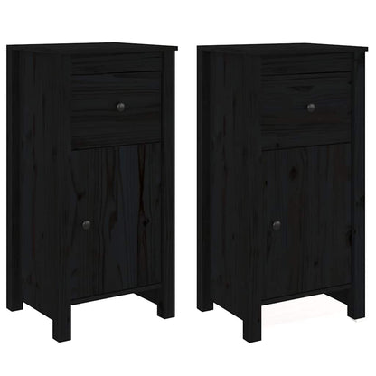 vidaXL Sideboards 2 pcs Black 40x35x80 cm Solid Wood Pine 2