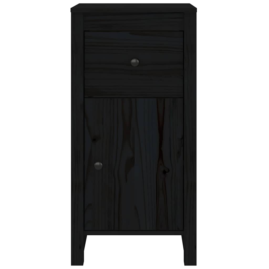 vidaXL Sideboards 2 pcs Black 40x35x80 cm Solid Wood Pine 4